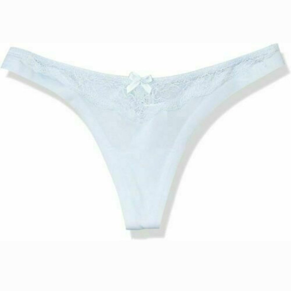 Maidenform Ciel Blue Comfort Devotion Lace Trim Thong 40149 6 8